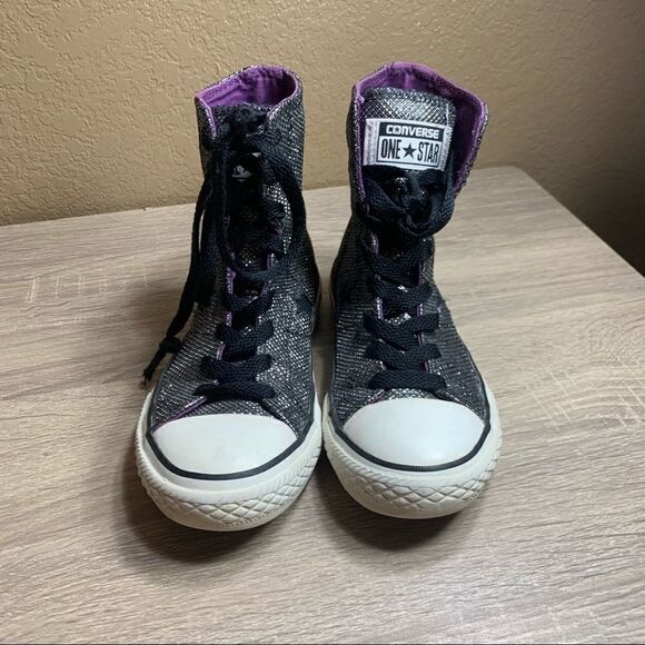 Converse One Star girls sparkly high tops sneakers - Picture 2 of 11